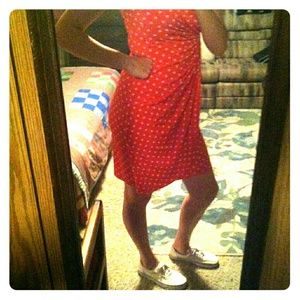 Red and whitw polka dot tight sexy dress